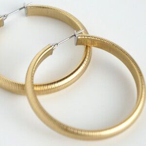 Women's 40mm Gold-Tone Stainless Steel Textured Hoop Earring Pair